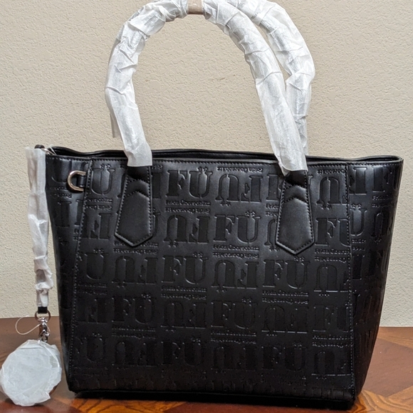 Freida Uberschatz FU Logo Large Leather Handbag W/Dust Bag NWOT MSRP $200 - Picture 6 of 10